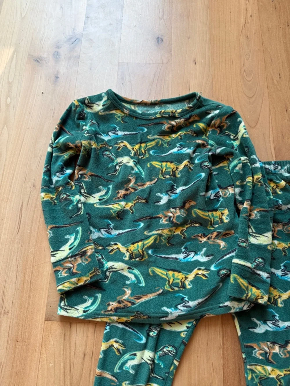 Cat & Jack Green Dinosaur Fleece Pajama Set